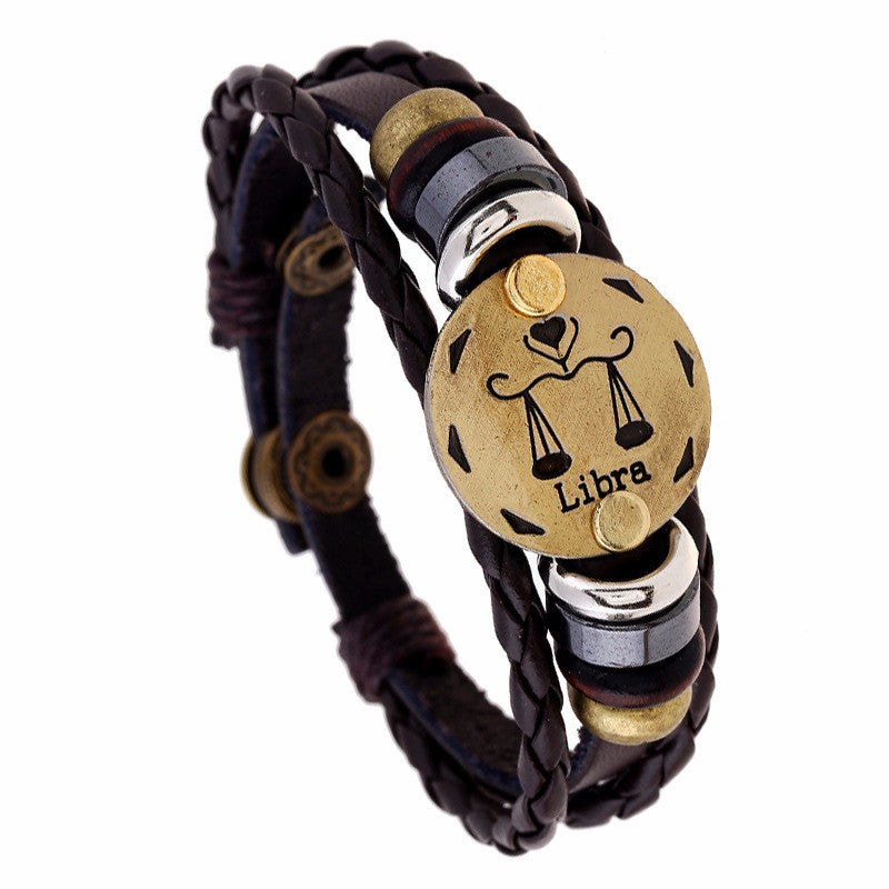 Libra, Bracelet Handmade Leather Charm Bra